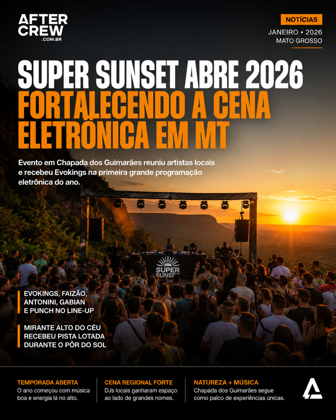 Super Sunset abre 2026 fortalecendo a cena eletrônica em Mato Grosso